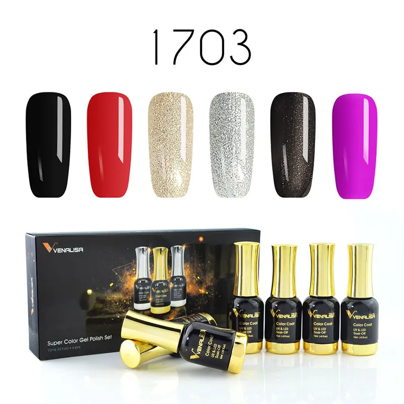1703 6 colors Venalisa, Заводская поставка,, 111 цветов, 12 мл, дизайн ногтей, замочить от УФ, зеркальный Гель-лак для ногтей, Гель-лак, Набор лаков - Цвет: 1703 6 colors