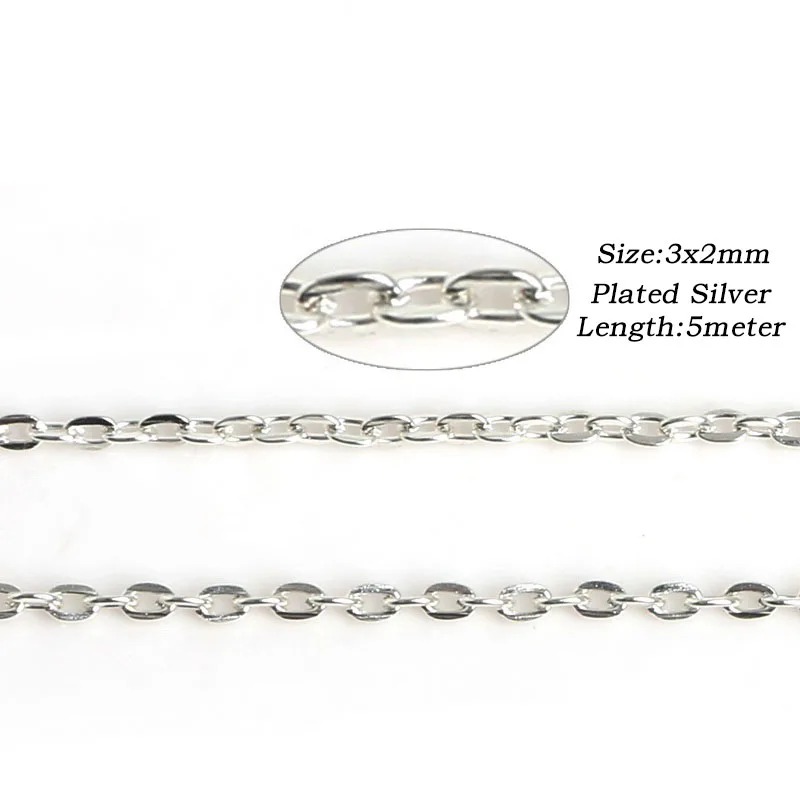 New 3x2mm 5 meter Iron Metal Chains Findings Necklace For Bracelet Jewelry Making Materials DIY | Украшения и аксессуары