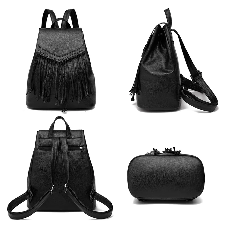 Wilicosh модные женские туфли кожа Рюкзаки Для женщин кисточкой школьная рюкзак