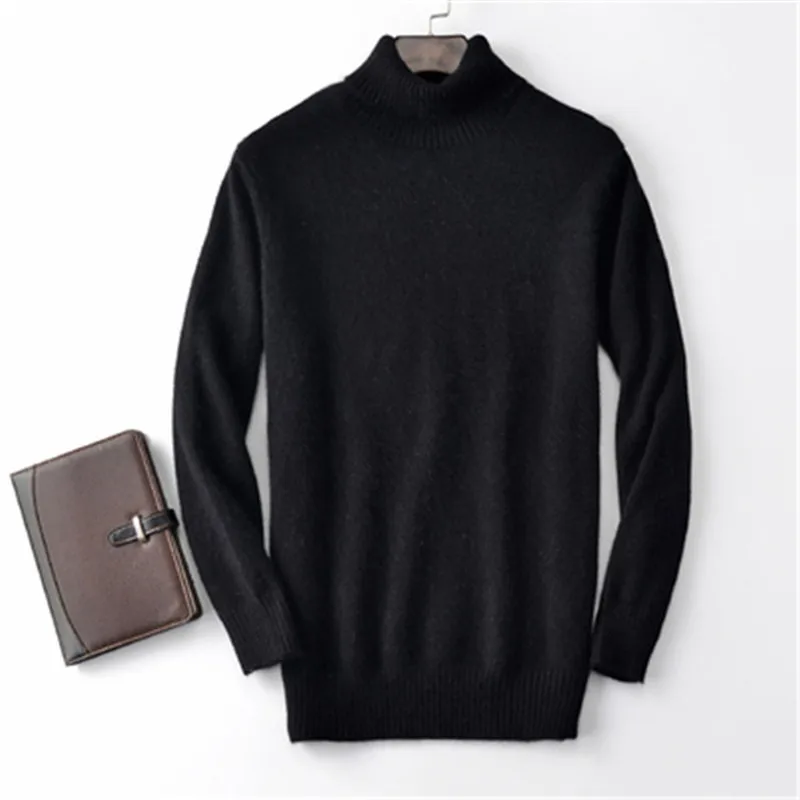 100% кашемир толстый вязаный Мужской Высокий воротник свободный H-прямой джемпер