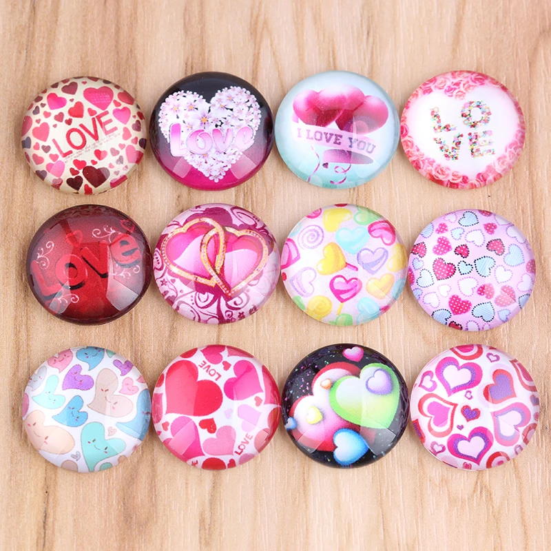 Shukaki 20 шт Валентина сердце любви фото круглый стеклянный кабошон мм 25 diy flatback