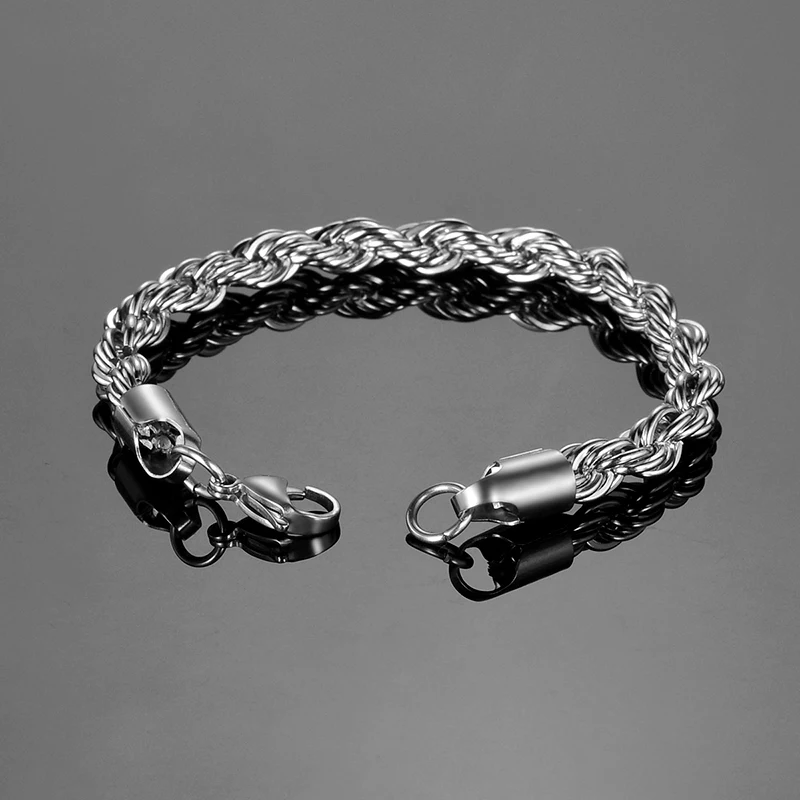 FUNIQUE Мужская витая цепь из нержавеющей стали карабин звено цепи браслет для