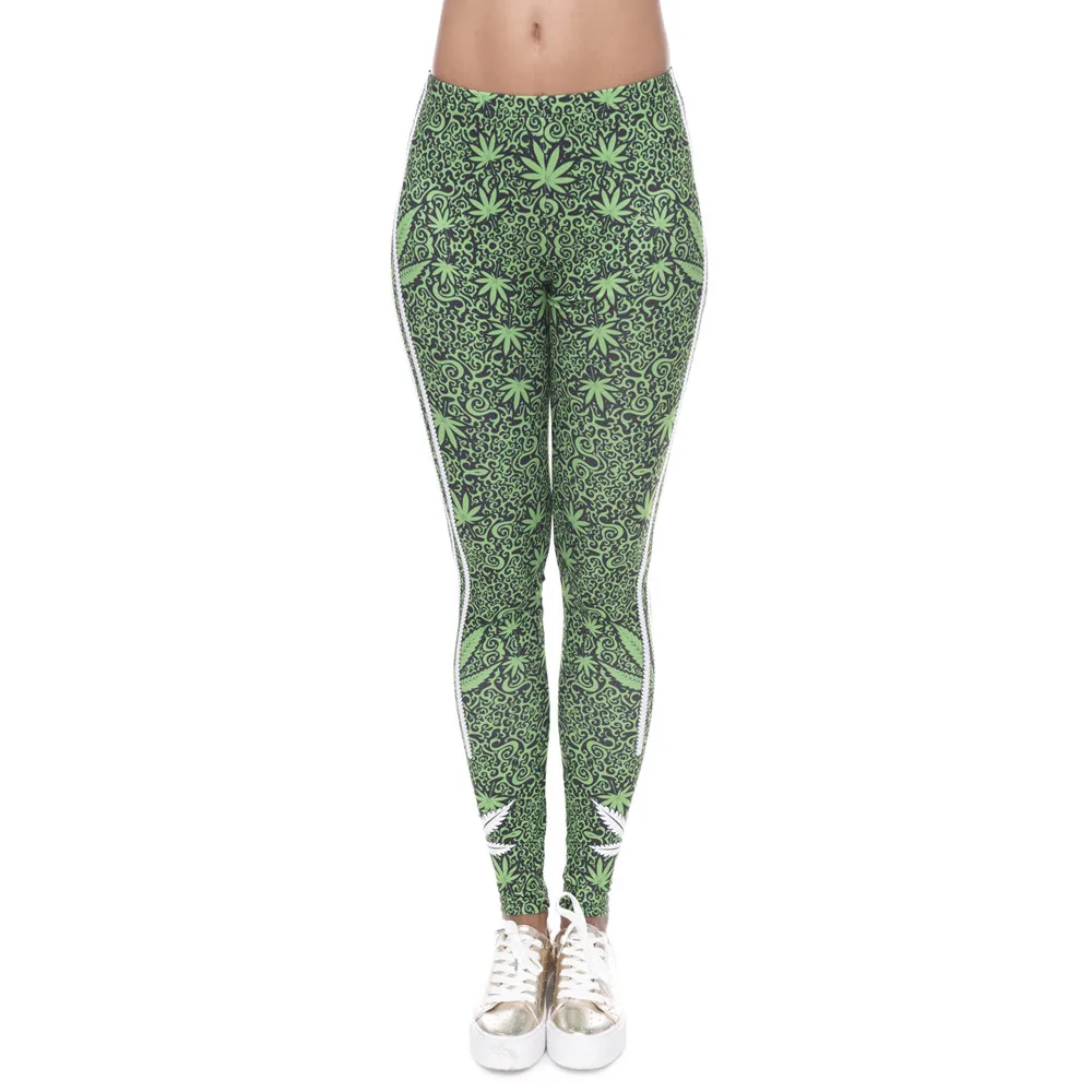 Леггинсы FCCEXIO женские стрейчевые модные штаны с принтом в белую полоску