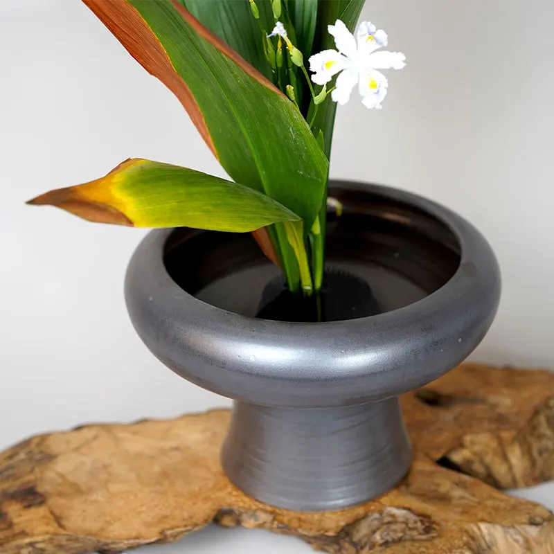 Винтажная Изысканная матовая черная грубая керамическая ваза с высоким горшком