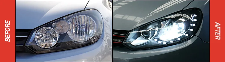 AKD тюнинг Автомобильные фары для VW Golk6 Golf 6 MK6 светодиодные фары DRL ходовые огни Биксеноновые Противотуманные фары ангельские глазки авто