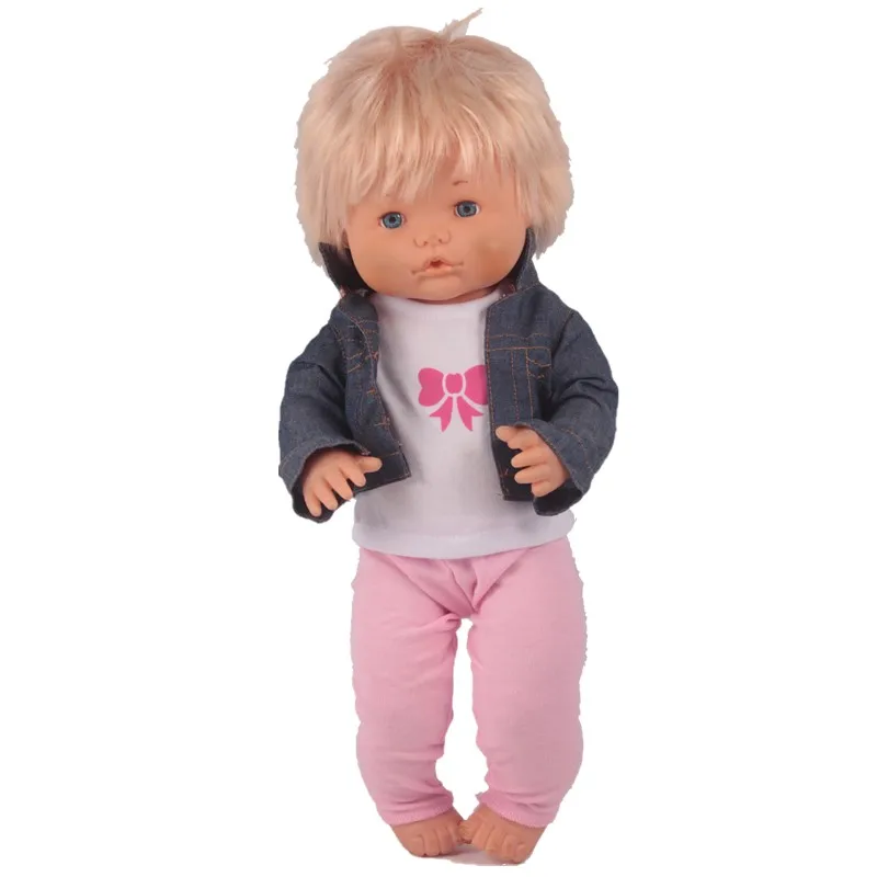 Одежда для кукол размер 41 см джинсовая куртка Nenuco Doll y su Hermanita 3 в 1 белая футболка
