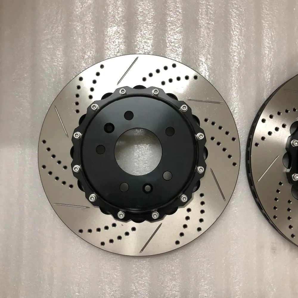 

Jekit car brake 330*28mm drilled combine slot brake disc rotor with flower center bell for Mazda RX7 front brake 4 pots caliper