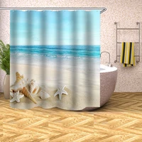 1 51 82m bath curtains coast beach starfish shell 3d printed shower curtain waterproof polyester bathroom decor curtain screen