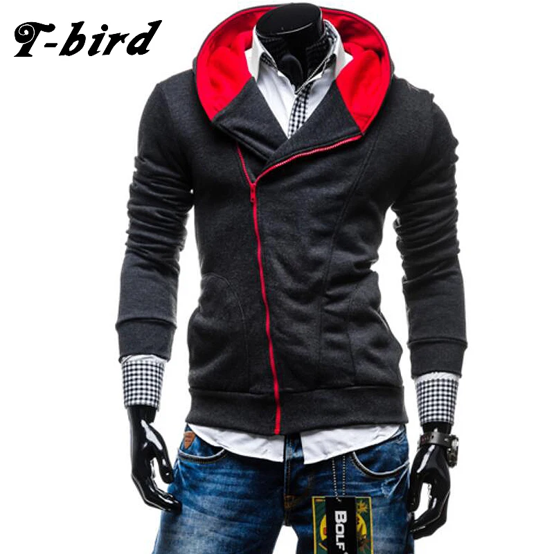 T Bird кофты Для мужчин 2018 бренд мужской Толстовки косой свитшоты на молнии S Pullover