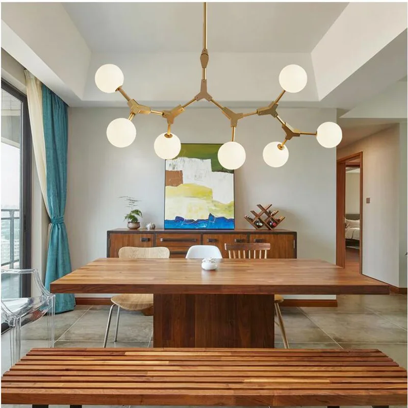 

Nordic LED Chandeliers Glass Lighting Minimalist Molecular Chandeliers for Living Room Bedroom Bar Restaurant Lighting