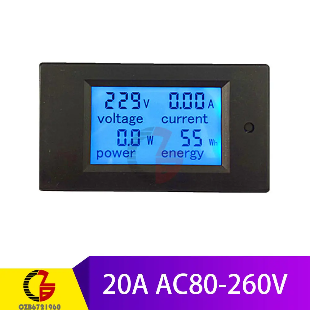 20A AC 80-260V 50A/100A AC 80-260 В/DC 6,5-100 в цифровой вольтметр Амперметр ваттметр измеритель энергии 12 В 24 в 110 В 220 В Вольт тестер детектор - Цвет: 20A AC 80-260V