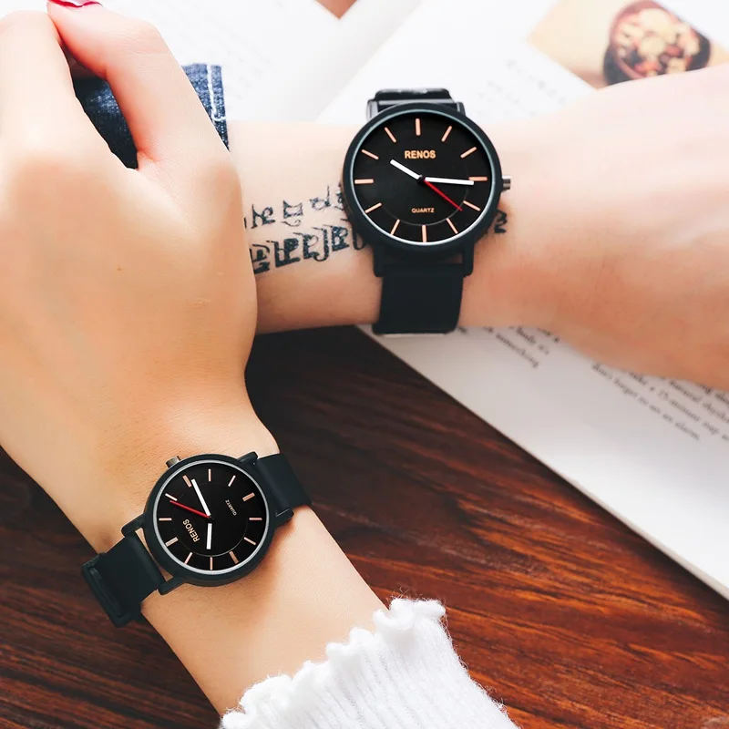 RENOS 2017 New Women Watch Simple Wristwatches With Box Fashion Men Quartz PU Band Sport Casual Streetwear Drop Shipping | Наручные часы