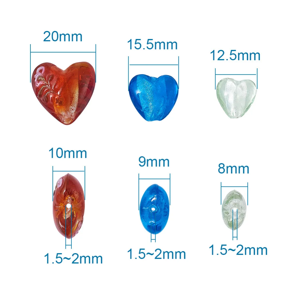 Бусины сердечки из фольги ручной работы 12 20 х12 21 мм 100 шт.|glass beads|beads for braceletsmixed color |