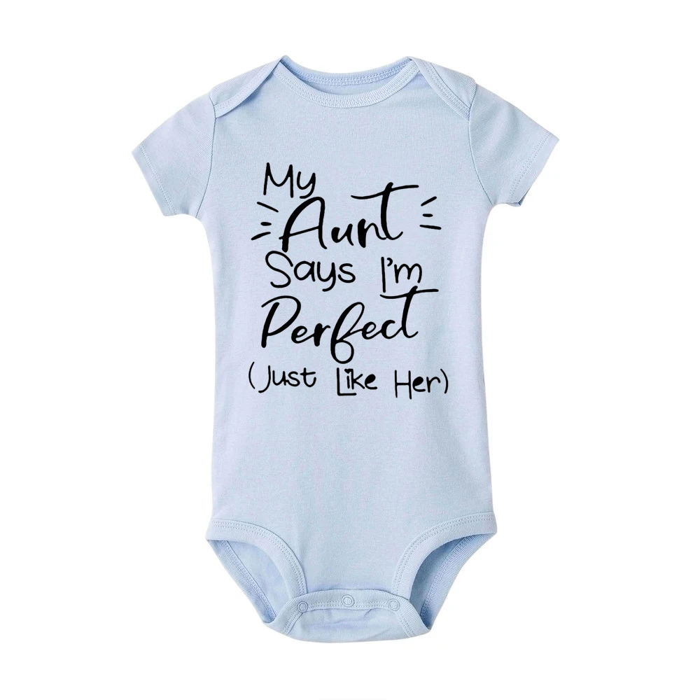 Комбинезон для малышей с надписью «My Auntie Says I'm Perfect»; хлопковые летние белые боди для новорожденных; забавная одежда для малышей с тетушкой