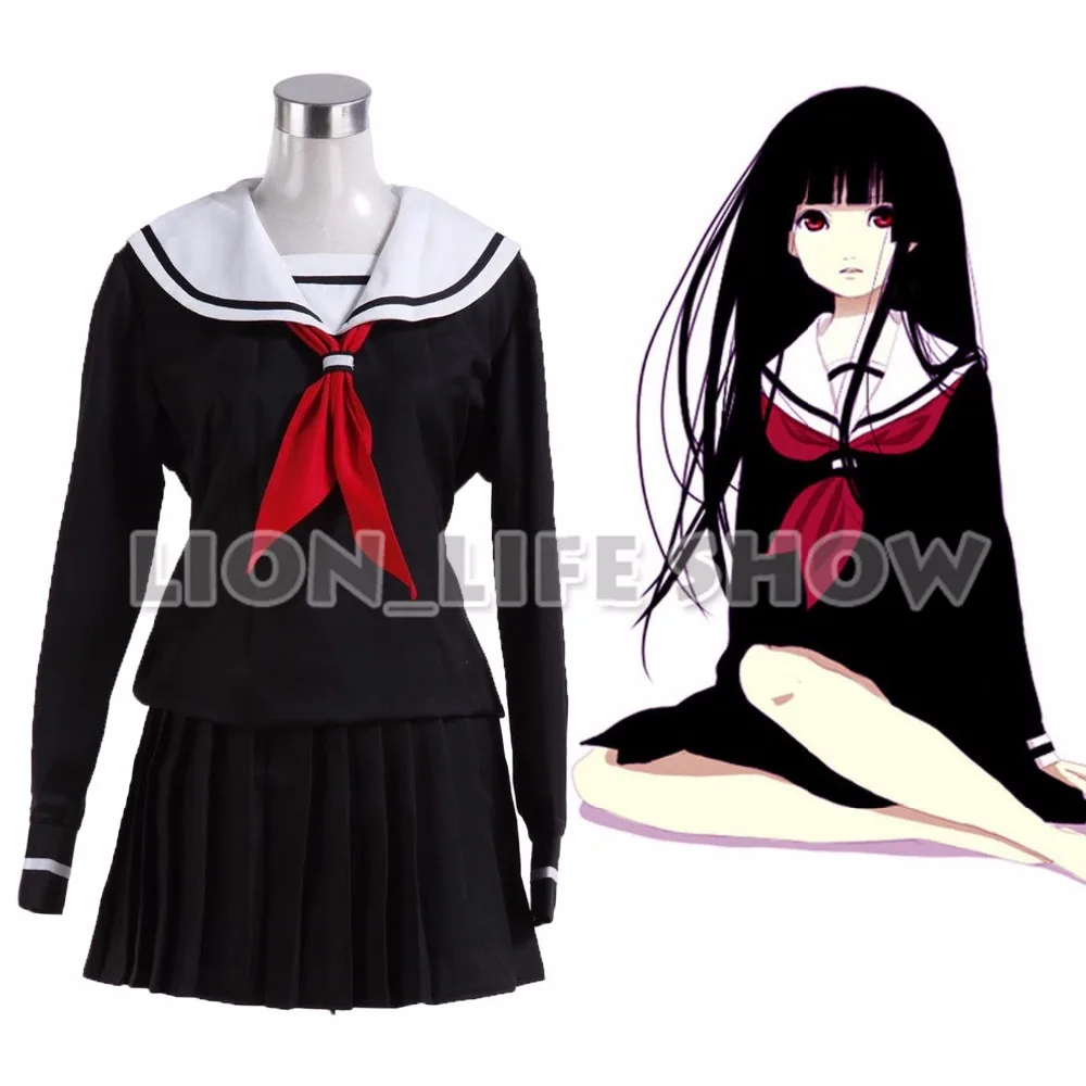 Biamoxer Hell Girl/Jigoku Shoujo Ai енма школа сейлор равномерное косплей костюм платье JK