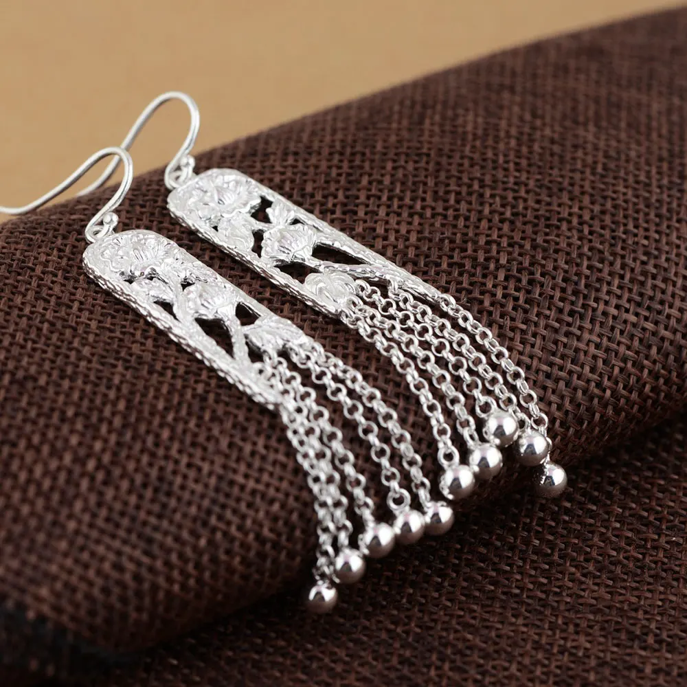 Серьги подвески женские из серебра 925 пробы с квадратными кисточками|earrings for|dropping