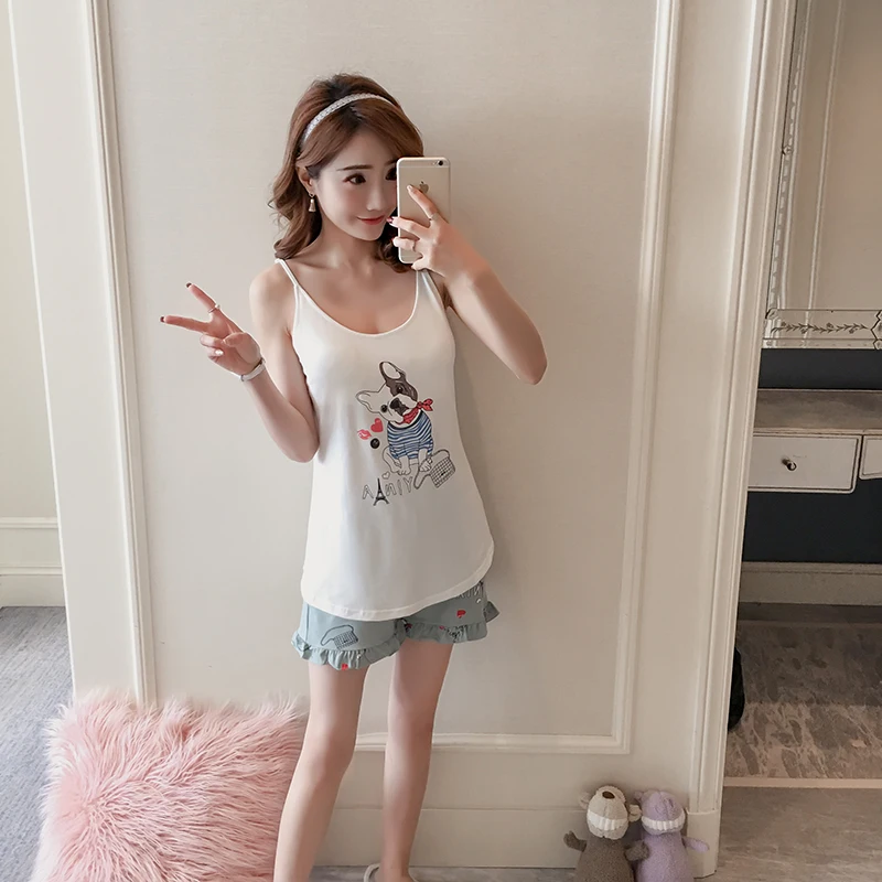 Женские пижамные комплекты летние милые свободные пижамы с коротким рукавом и