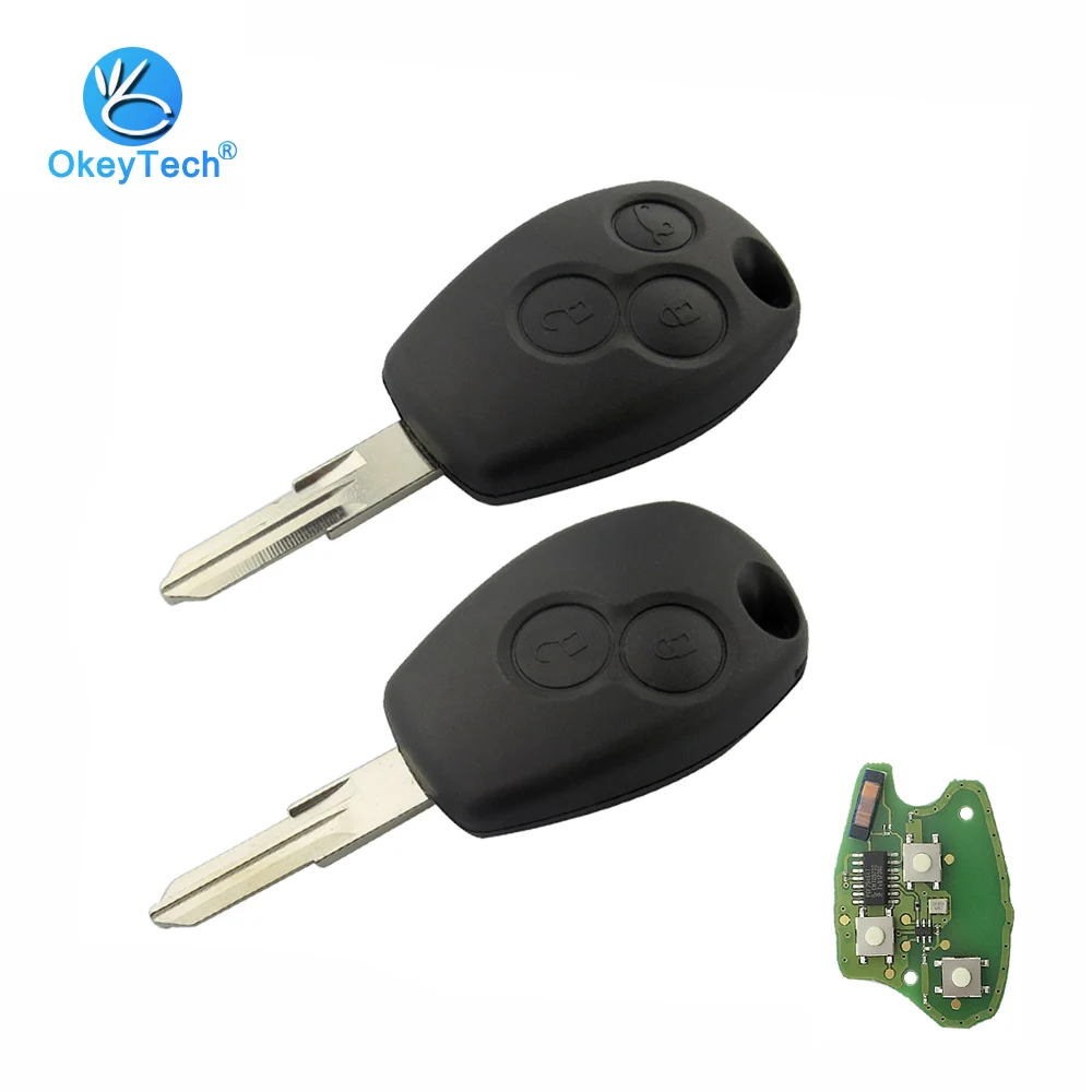 

OkeyTech 2/3 Button 433mhz ID46 PCF7947 Transponder Chip Uncut VAC102 Blade Remote Key Fob For Renault Clio DACIA Logan Sandero