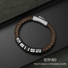 REAMOR новый классический мужской браслет ручной работы из натуральной кожи матовая кнопка из нержавеющей стали браслет с застежкой ювелирные изделия дропшиппинг