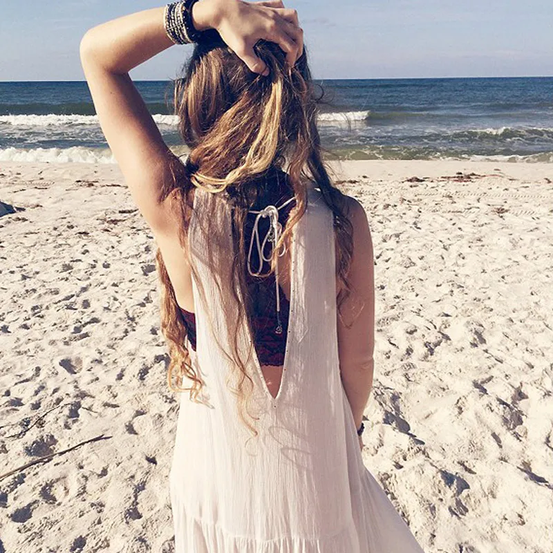 BOHO люди 2017 летние пляжные праздничные платья без рукавов макси с v-образным