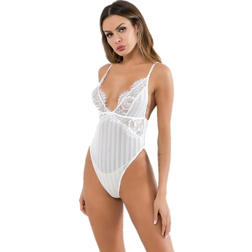 Srogem Babydoll Sexy Hot Lingerie 2019 Women Underwear V-Neck Backless Floral Lace One Piece Bodysuit Sleepwear Sex Clothes |