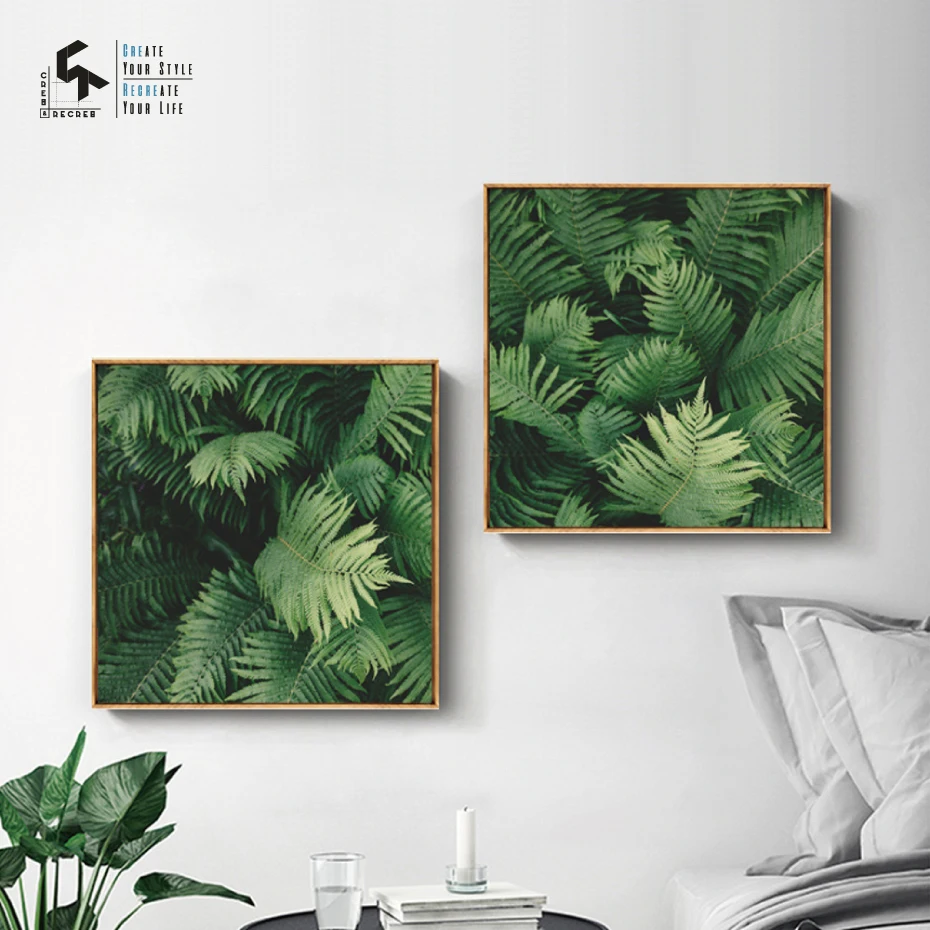 CREATE&ampRECREATE Nordic Poster Fern Leaf Posters And Prints Canvas Art Wall Painting Home Decoration Pictures CR1810110024 | Дом и сад