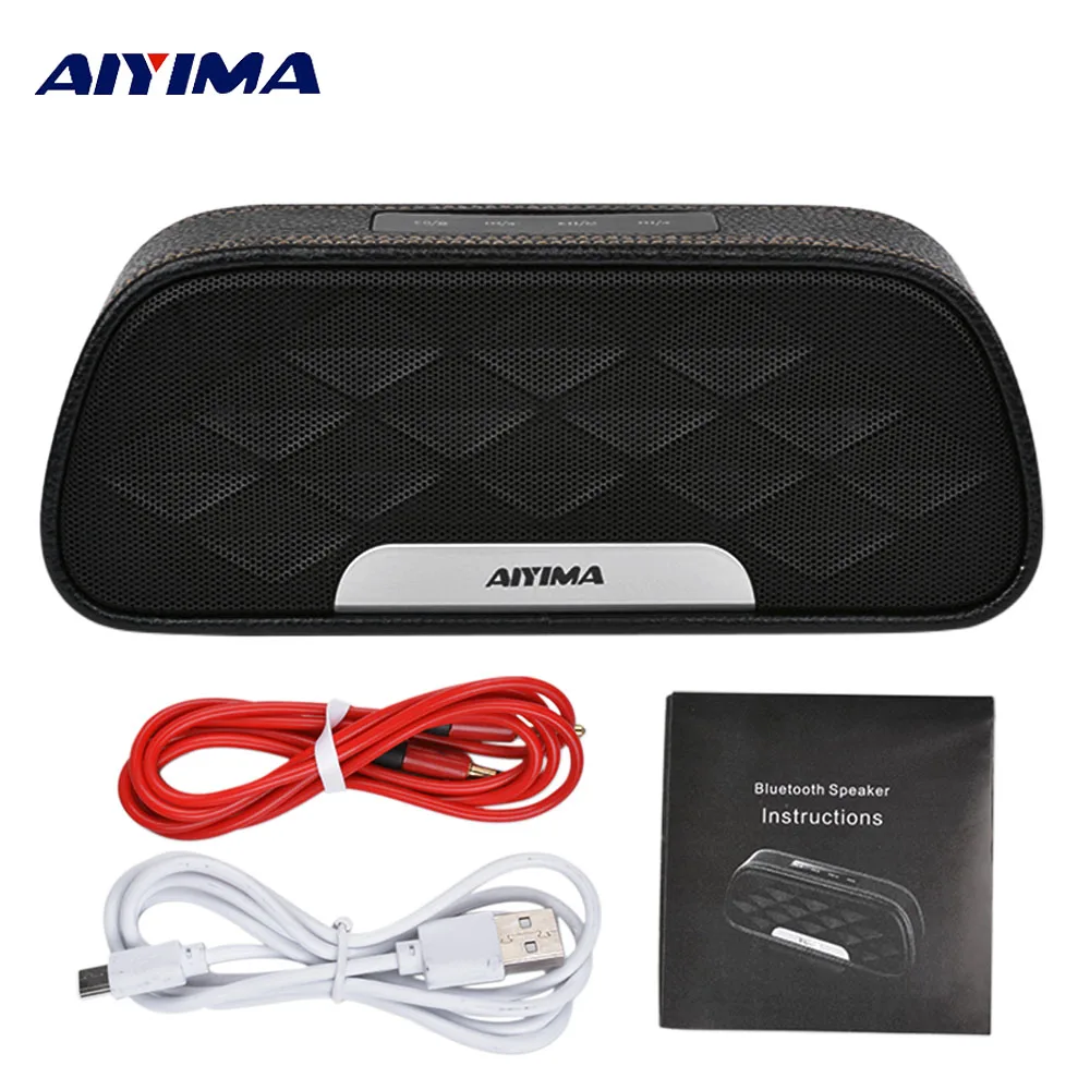 AIYIMA Bluetooth 4 2 портативный аудио стерео кожаный динамик 2x6 Вт полный спектр колонки