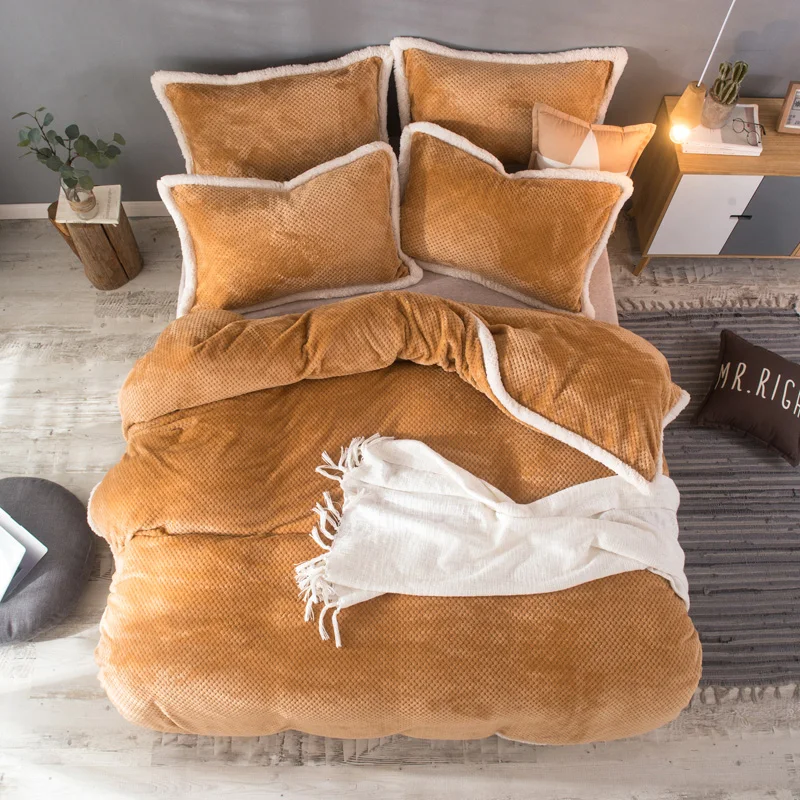 2017 зимние теплые однотонные комплекты постельного белья из флисовой ткани