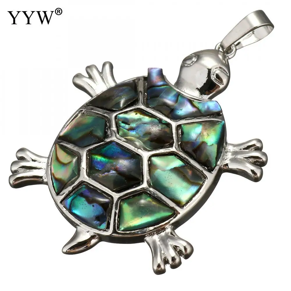 YYW новый Винтаж натуральный ушка в виде ракушки Кулон черепаха античный