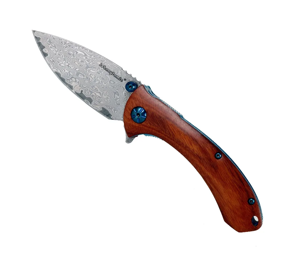 Jonnyjamie Dogbug C814DSW 3," дамасский карманный нож с деревянной ручкой Тактический шариковый подшипник Флиппер складные ножи для выживания EDC
