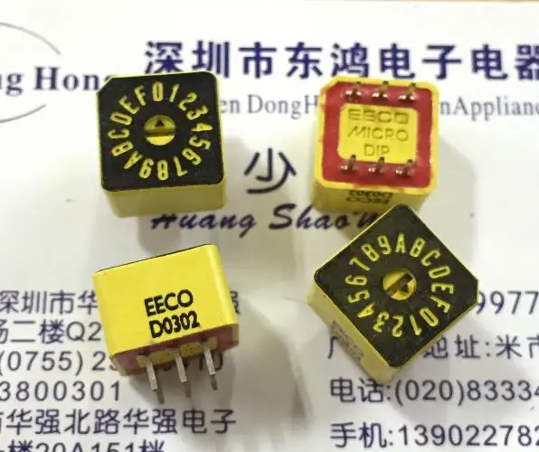 

5PCS/LOT Mexico EECO D0302 rotary dial switch, 0-F encoder, 16 bit 3:3 pin