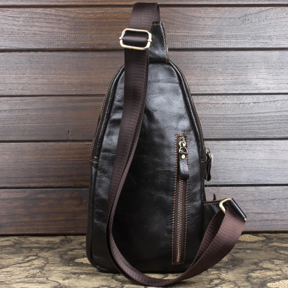 Высокое качество 100% натуральная кожа Для мужчин сумка на груди Винтаж из