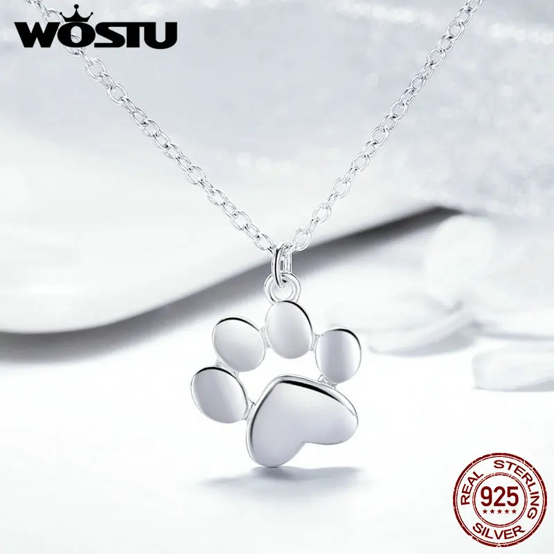 WOSTU высокое качество 925 серебро симпатичная собака следы соединительное звено