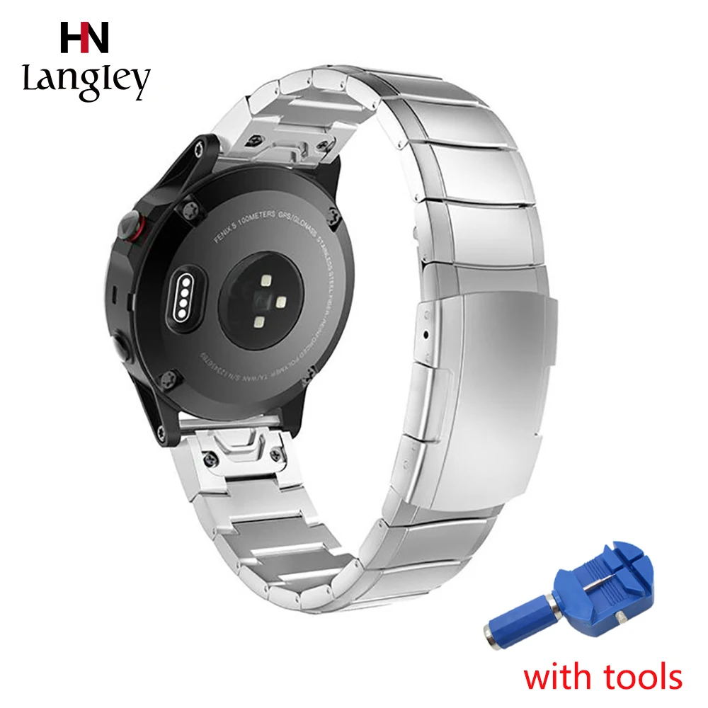 Ремешок из нержавеющей стали для наручных часов Garmin Forerunner Fenix 3/HR/5X/5S/5/6/6X/6S fenix 6 20 22