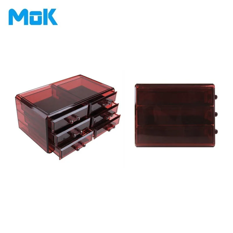 3-layer 6-Drawers Divider Rectangle Crystal Multifunctional Storage Box Makeup Organizer Plastic Rangement Maquillage 1 Set | Дом и сад