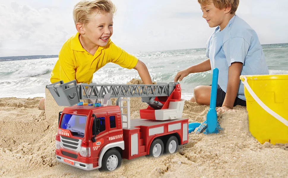 2pcs Literal Fire Truck Toys Set 1/16 Scale Fighting Car Educational Traffic Toys for Children Inertial Truck Toys For Baby Kids