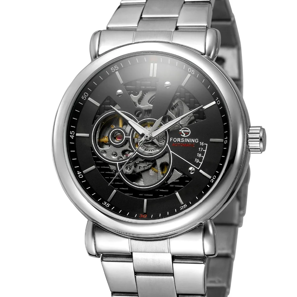 Часы Forsining мужские синие Роскошные механические стальные | Наручные часы