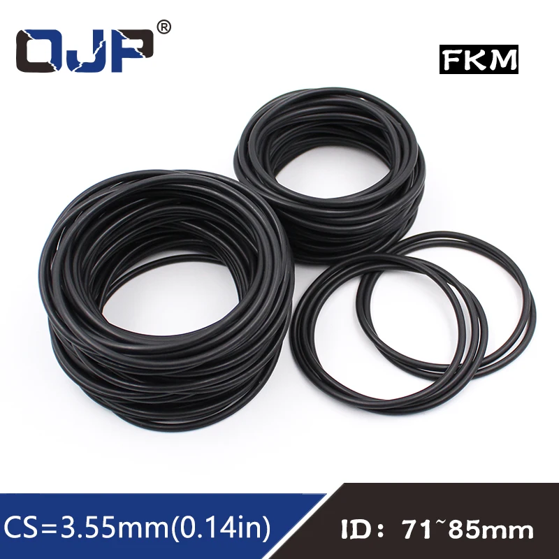 

1PC Fluorine rubber Ring Black FKM O-ring Seal CS3.55mm ID71/73/75/77.5/80/82.5/85mm O Ring Gasket Oil Ring Fuel Sealing Washer