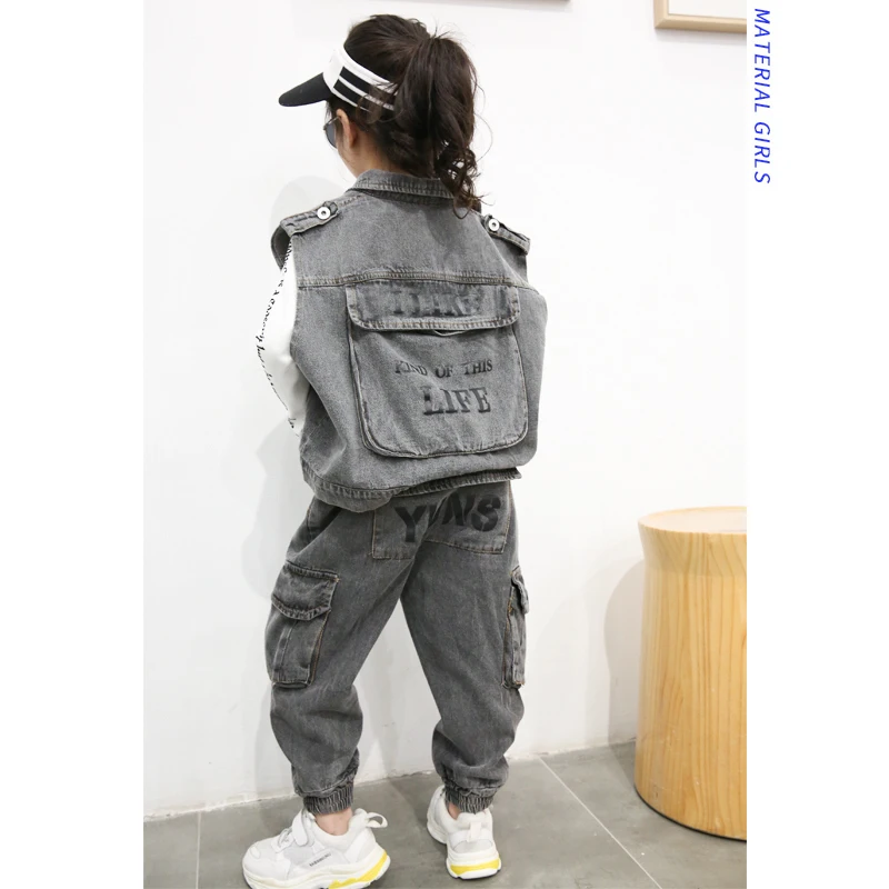 Костюм для девочек 2019 Весенняя Новинка офисный жилет кардиган-безрукавка