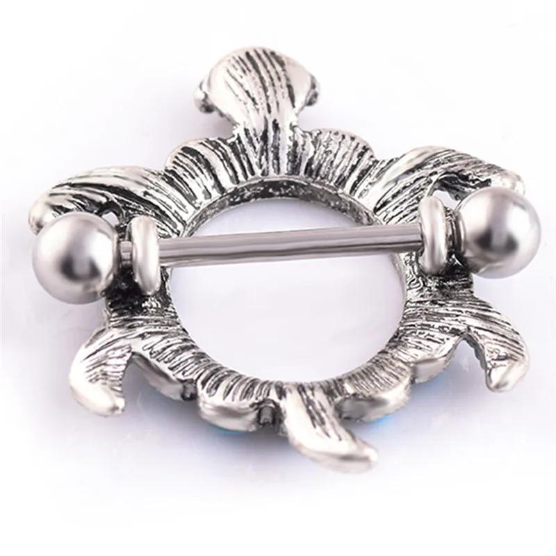 Украшения для тела синяя бусина черепаха кольца сосков хирургические стальные