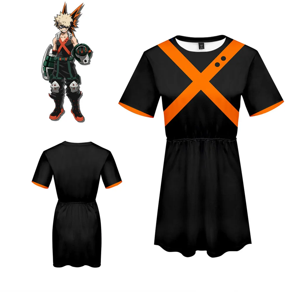 Маскарадный костюм для косплея My Hero Academy Boku no Midoriya Izuku платье Bakugou Katsuki летнее