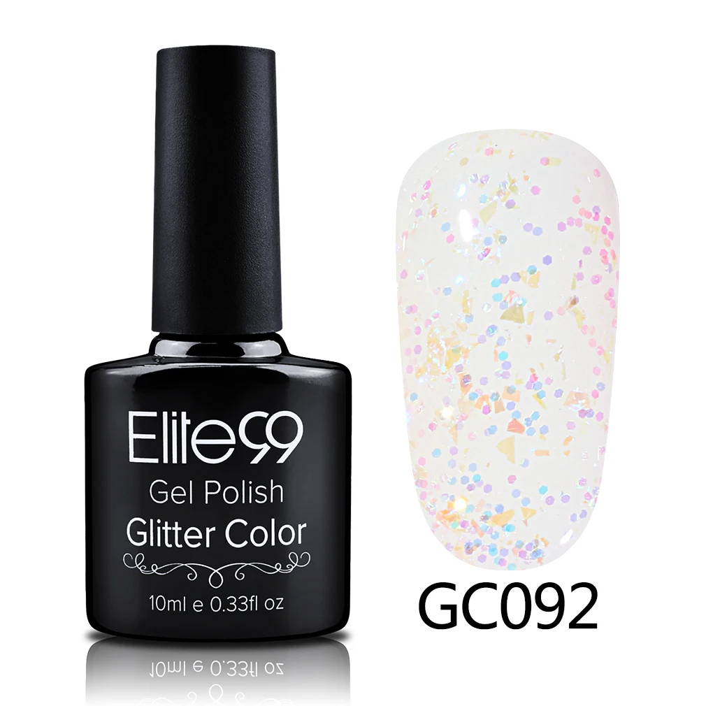S-GC092 Elite99 10 мл Soak Off блёстки Блеск УФ гель лак Diamond для ногтей гель для ногтей с блестками красота направление Atr - Цвет: S-GC092
