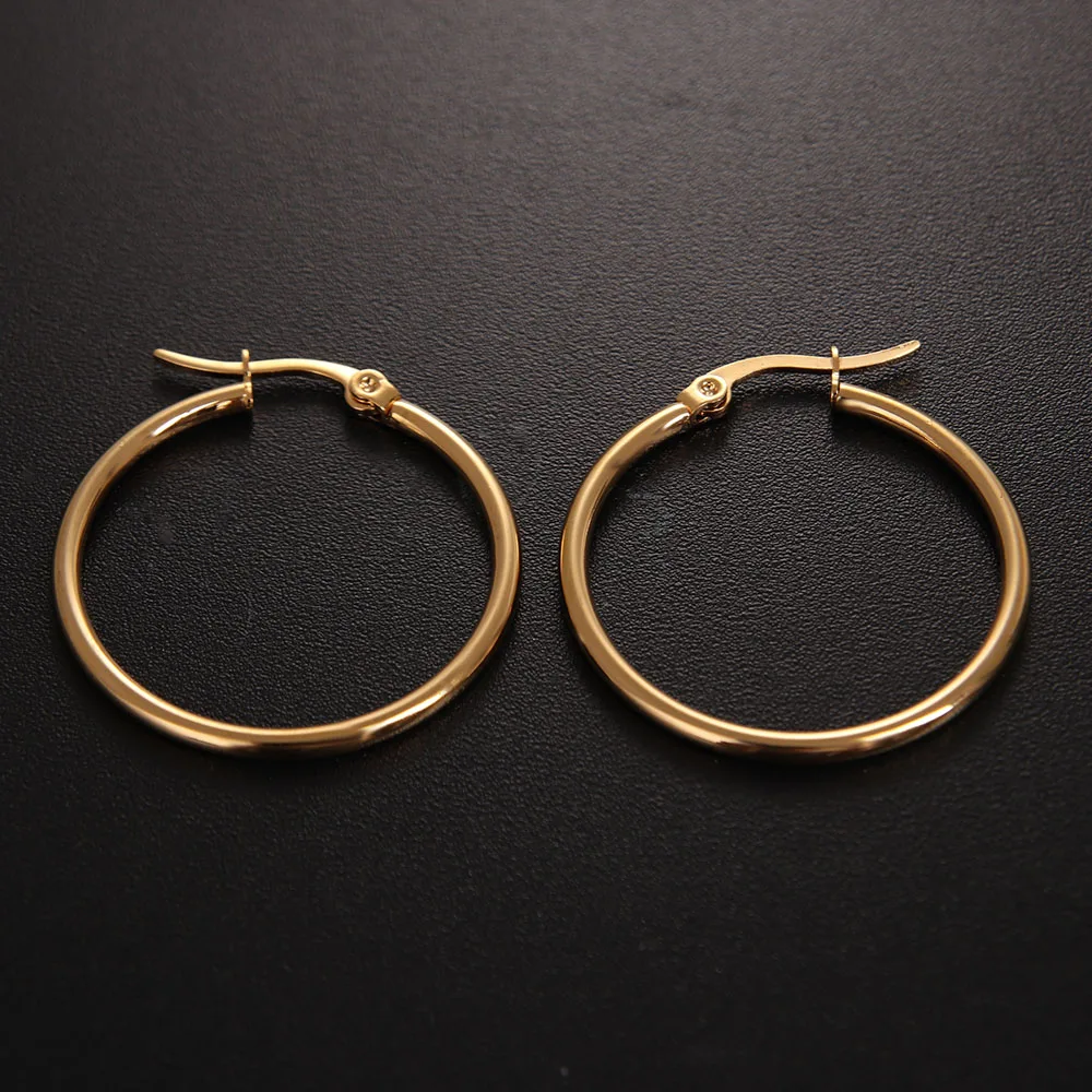 Женские простые серьги кольца 1 пара золотистые/Серебристые/черные в стиле панк
