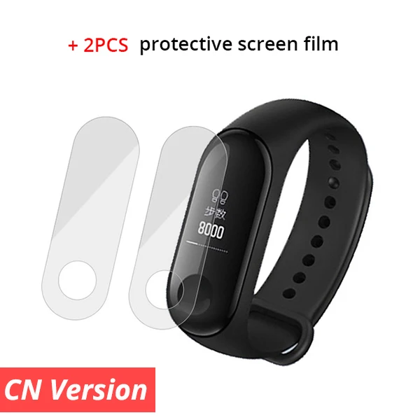 add 2PCS screen film Xiaomi Mi Band 3 Miband 3 мгновенное сообщение водонепроницаемый OLED экран фитнес-трекер Mi Band 2up умный Браслет Xiaomi Band - Цвет: add 2PCS screen film