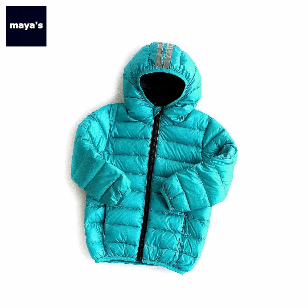 Mayas/детский синий пуховик с длинными рукавами детская Базовая зимняя куртка