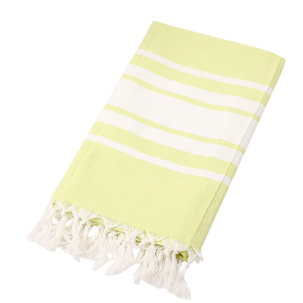 Ouneed Turkish Cotton Warm Shawl Bath Towel Blanket Beach Spa Sauna Yoga Tassel Jacquard Striped |