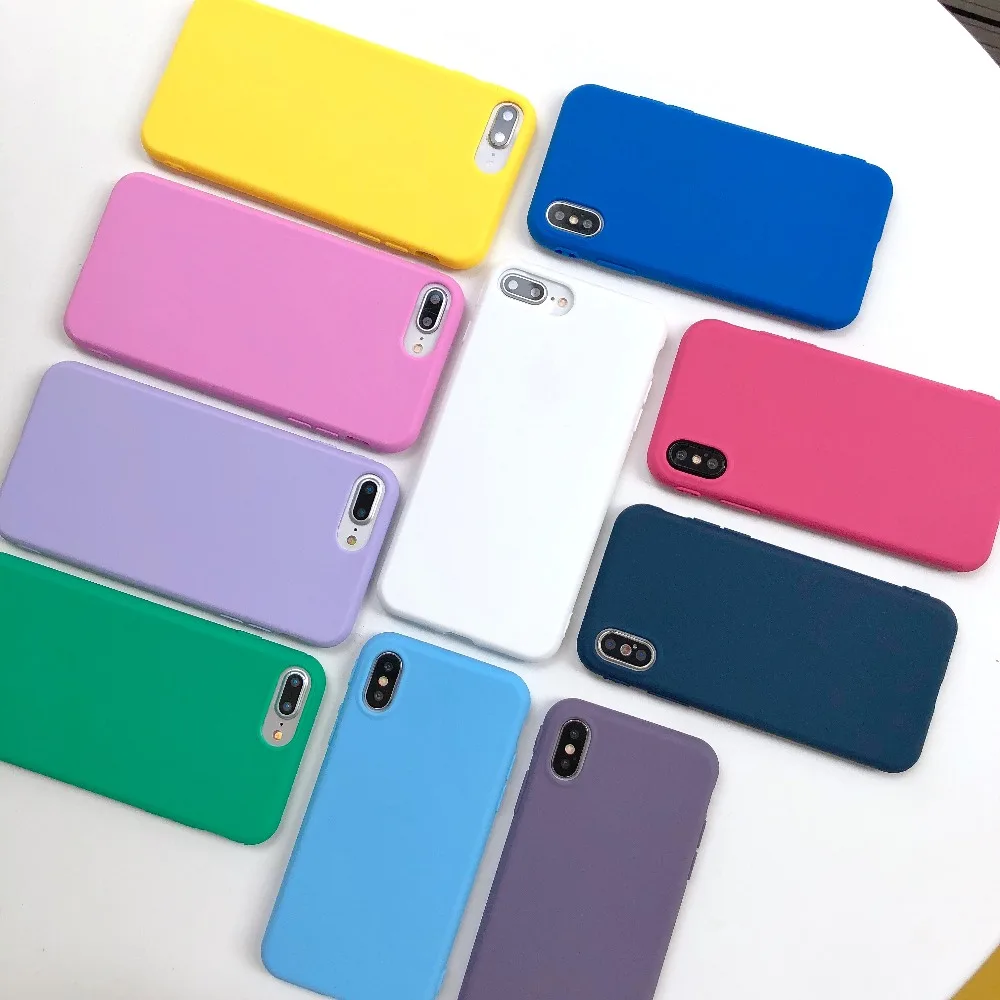 Мягкий матовый чехол ярких цветов для iPhone 11 Pro XR 6 6s Plus XS Max X 7 8 мобильный с одним