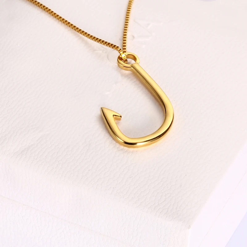 Ожерелье С рыболовным крючком RIR &quotМорской бородки&quot серебряный и золотой