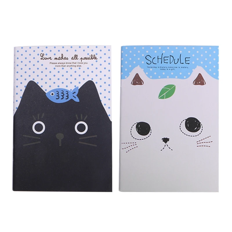 

Cartoon Cat Notebook Sweet Hard Cover Paperback Book Diary Notepad Sketchbook