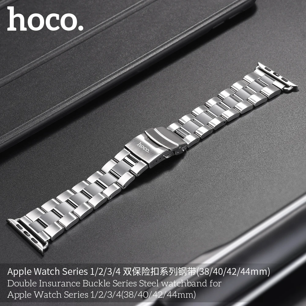 HOCO, ремешок из нержавеющей стали для Apple Watch, ремешок 40 мм, 44 мм, двойная Пряжка, ремешок для умных часов i Watch, серия 4, 3, 2, 1